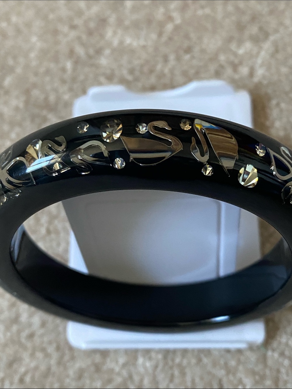Swarovski Black Crystal-Studded Resin Bangle